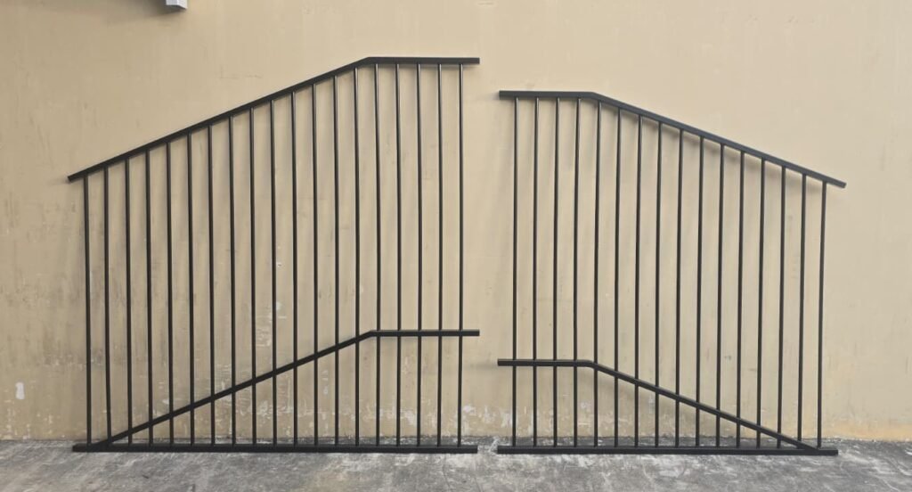 Custom raked pool fencing panels
