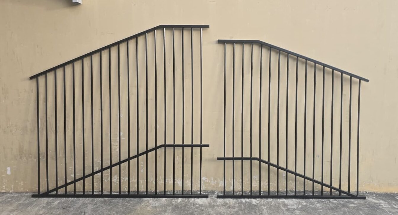 Custom raked pool fencing panels