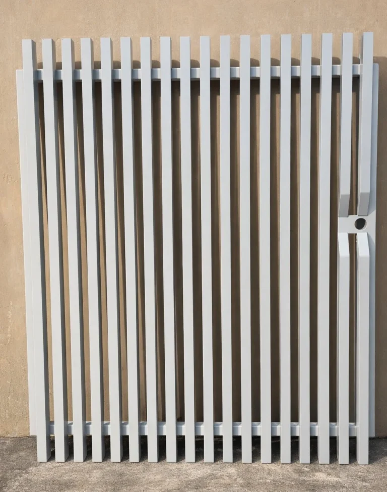 Radiator batten aluminium gate with lock box in Gull Grey