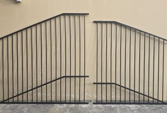 Custom raked pool fencing panels