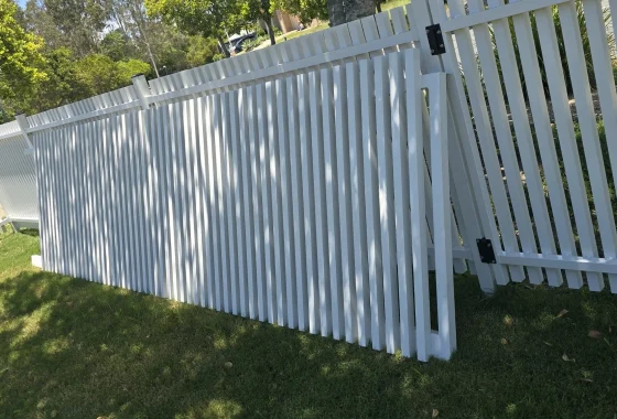 Radiator batten fence panels and gate in white