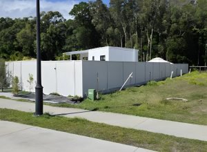 Rainbow Beach vertical slat fence - boundary view