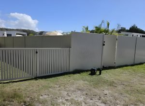 Rainbow Beach vertical slat fence - panel detail