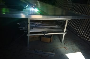 Welding a custom slat gate in the Deception Bay workshop